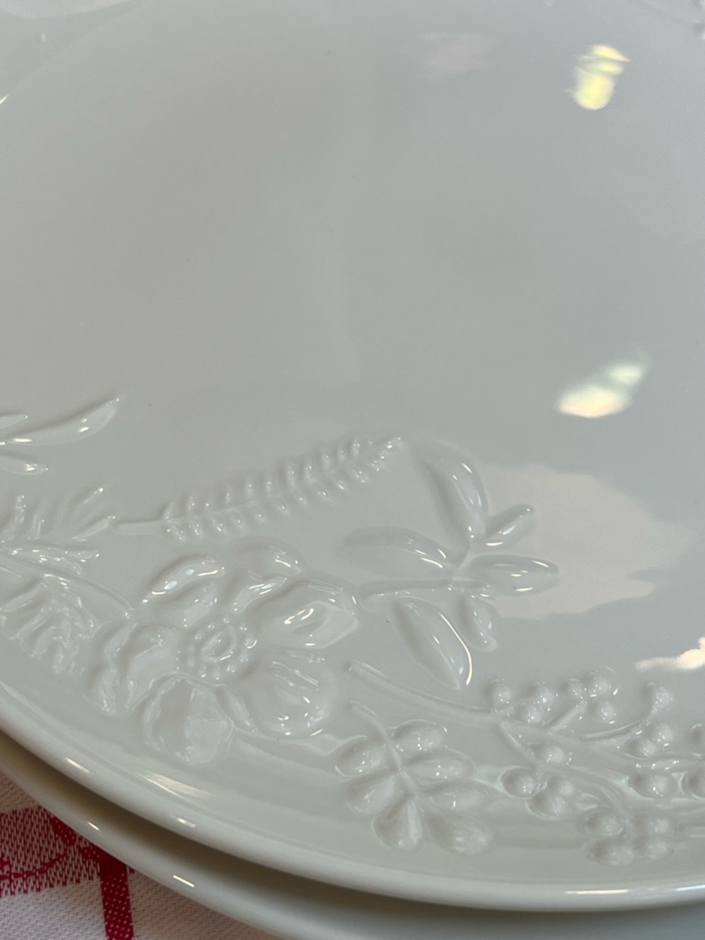 Princess House White Embossed Ceramic Dinner Plates - Set of 4